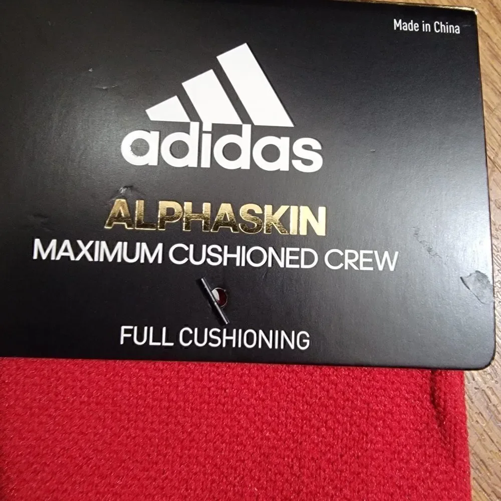 Adidas Alphaskin Full Cushioning Athletic Socks Crew Length Size M 6.5 - 9 Red